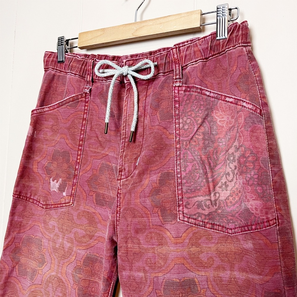 Anthropologie Wine Red Drawstring Utility Pants - Picture 3 of 9